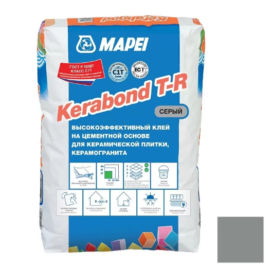 Mapei Kerabond T-R Клей цементный для плитки и керамогранита, 25 кг.
