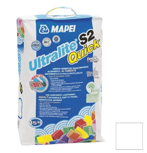 Mapei Ultralite S2 Quick Клей цементный для плитки и камня, 15 кг.