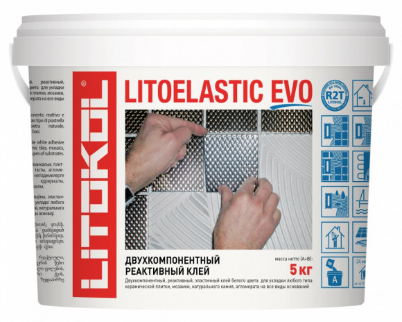 Litokol Litoelastic Evo А+В Клей двухкомпонентный для плитки, Белый 5 кг.