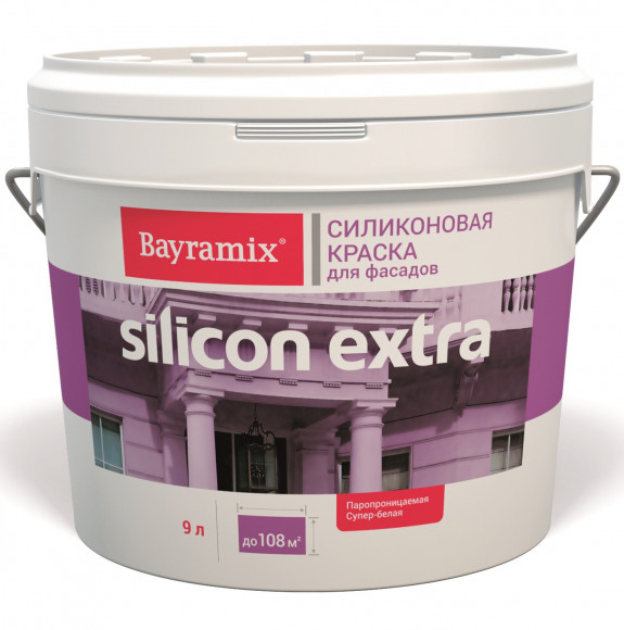 Bayramix Silicon Extra Краска силиконовая фасадная Белая, 9 л.