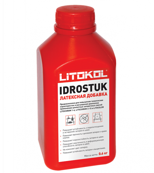 Litokol Idrostuk-М Добавка латексная для цементных затирок, 0,6 л.