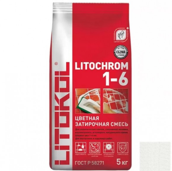 Litokol Litochrom Цементная затирка для плитки 1-6 мм, 5 кг.