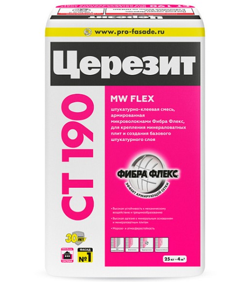 Ceresit CT 190 Штукатурно-клеевая смесь для минераловатных плит Ceresit CT 190 Штукатурно-клеевая смесь для минераловатных плит