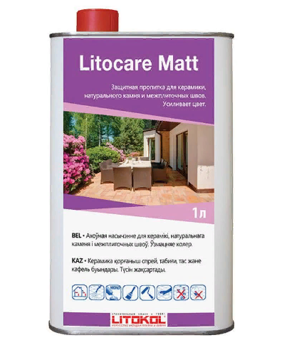 Litokol Litocare Matt Защитная пропитка с усилением цвета для плитки, 1 л.