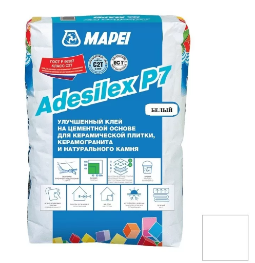 Mapei Adesilex P7 Клей цементный для плитки и камня, 25 кг.