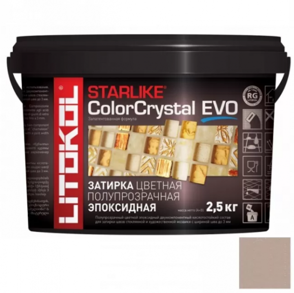 Litokol Starlike Color Crystal Evo Эпоксидная затирка для мозаики 1-3 мм, 2,5 кг. Litokol Starlike Color Crystal Evo Эпоксидная затирка для мозаики 1-3 мм, 2,5 кг.