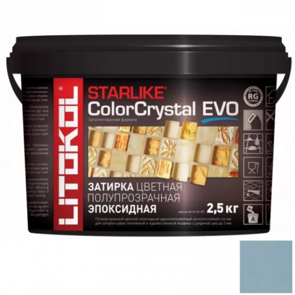 Litokol Starlike Color Crystal Evo Эпоксидная затирка для мозаики 1-3 мм, 2,5 кг. Litokol Starlike Color Crystal Evo Эпоксидная затирка для мозаики 1-3 мм, 2,5 кг.