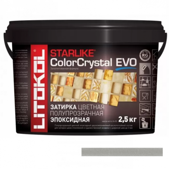Litokol Starlike Color Crystal Evo Эпоксидная затирка для мозаики 1-3 мм, 2,5 кг. Litokol Starlike Color Crystal Evo Эпоксидная затирка для мозаики 1-3 мм, 2,5 кг.