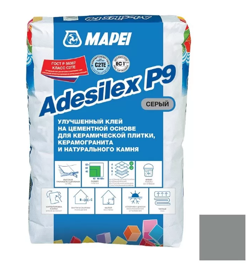 Mapei Adesilex P9 Клей цементный для плитки, 25 кг.