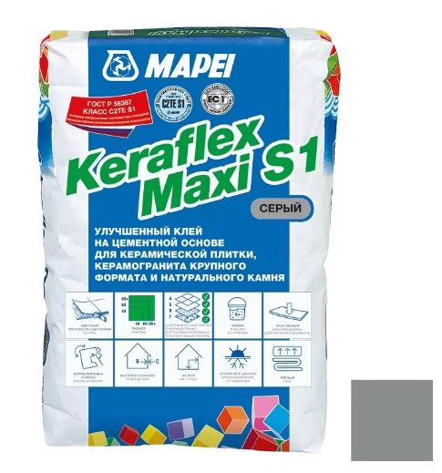 Mapei Keraflex Maxi S1 Клей цементный для плитки и камня, 25 кг. Mapei Keraflex Maxi S1 Клей цементный для плитки и камня, 25 кг.