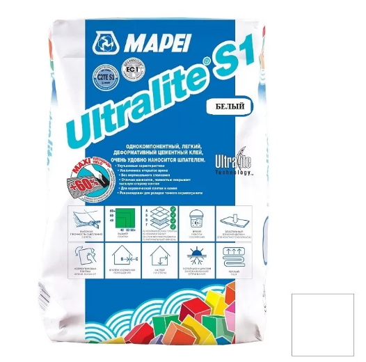 Mapei Ultralite S1 Клей цементный для плитки, 15 кг.
