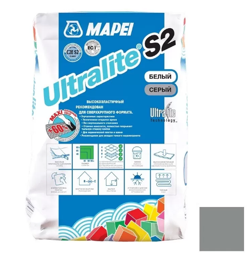 Mapei Ultralite S2 Клей цементный для плитки, 15 кг. Mapei Ultralite S2 Клей цементный для плитки, 15 кг.