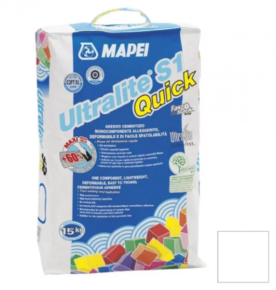 Mapei Ultralite S1 Quick Клей цементный для плитки и камня, 15 кг.