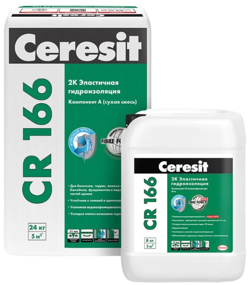 Ceresit CR 166 Двухкомпонентная гидроизоляция А + В 34 кг.