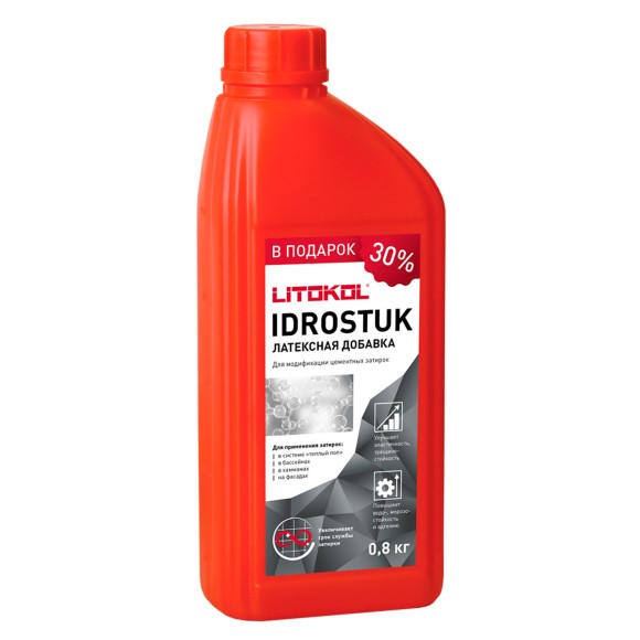Litokol Idrostuk-М Добавка латексная для цементных затирок, 0,8 кг.