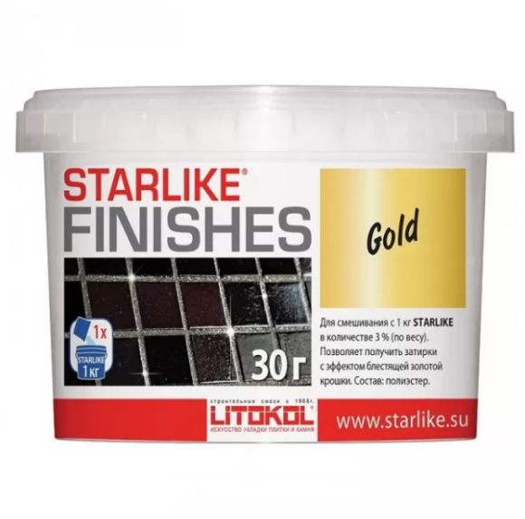 Litokol Starlike Finishes Gold Золотистая добавка к эпоксидной затирке, 30 г.