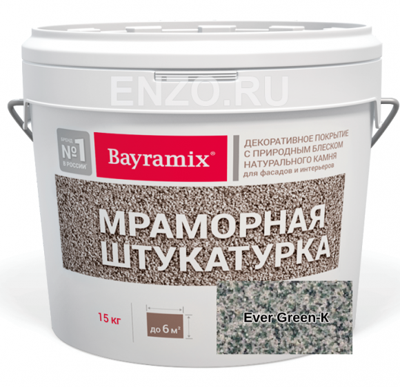 Bayramix Штукатурка декоративная Камешковая, зерно 1-1,5 мм, 15 кг.