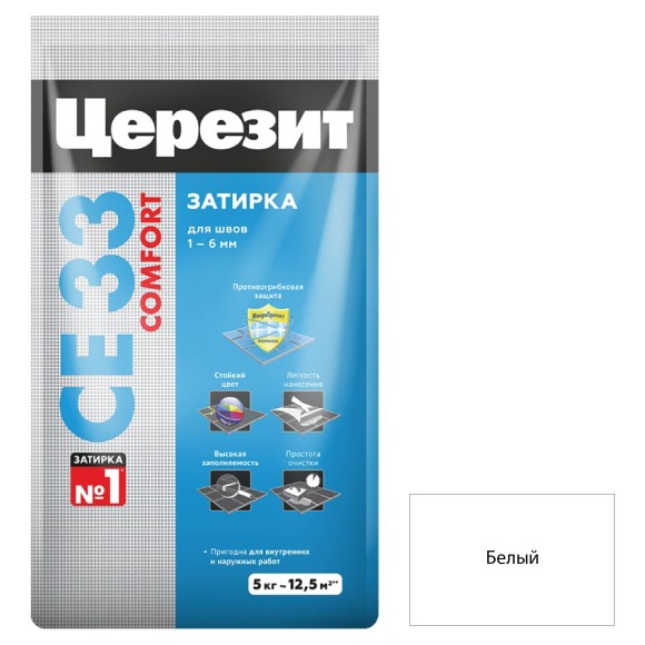 Ceresit CE 33 Цементная затирка для плитки 5 кг.
