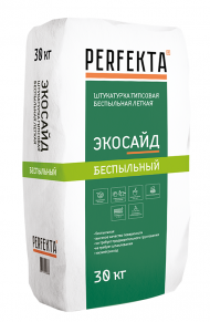 Perfekta Экосайд Штукатурка гипсовая беспыльная легкая, 30 кг. Perfekta Экосайд Штукатурка гипсовая беспыльная легкая, 30 кг.