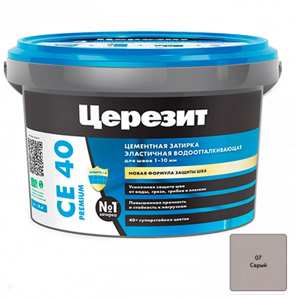 Ceresit CE 40 aquastatic Цементная затирка для плитки 1 кг. Серый
