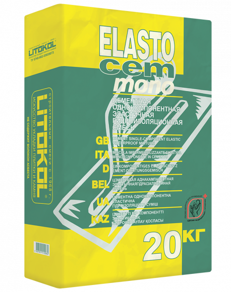 Litokol Elastocem Mono Гидроизоляция цементная, Серый 20 кг.