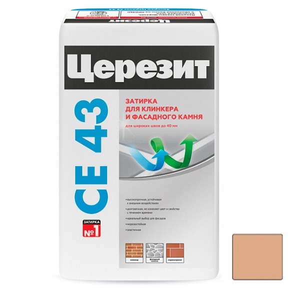 Ceresit CE 43 Super Strong Цементная затирка для плитки 25 кг. Ceresit CE 43 Super Strong Цементная затирка для плитки 25 кг.