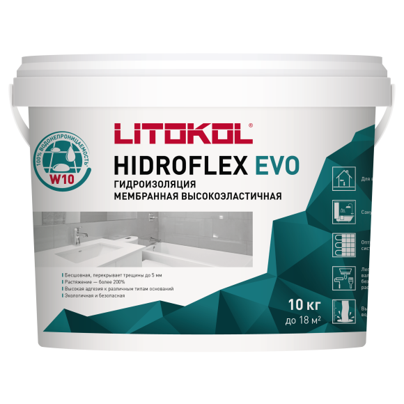 Litokol Hidroflex Гидроизоляция готовая, Зеленый 10 кг.