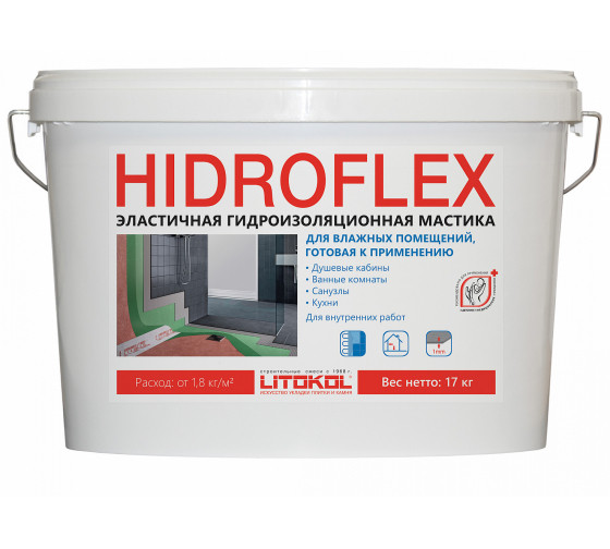 Litokol Hidroflex Гидроизоляция готовая, Зеленый 17 кг.