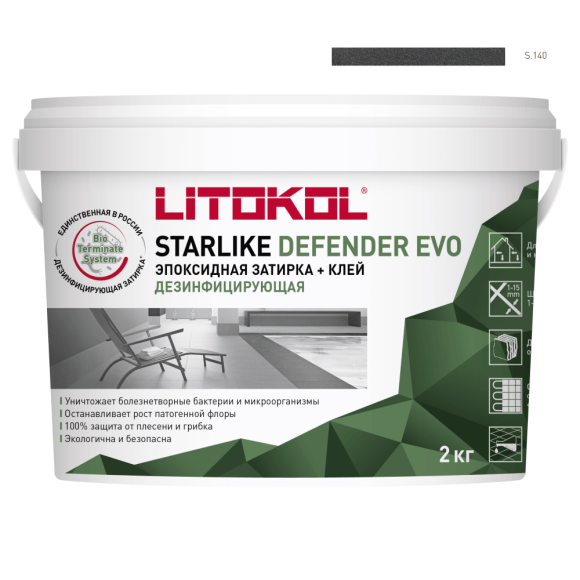 Litokol Starlike Defender Evo Эпоксидная затирка 1-15 мм, 2 кг. Litokol Starlike Defender Evo Эпоксидная затирка 1-15 мм, 2 кг.