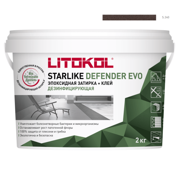 Litokol Starlike Defender Evo Эпоксидная затирка 1-15 мм, 2 кг. Litokol Starlike Defender Evo Эпоксидная затирка 1-15 мм, 2 кг.