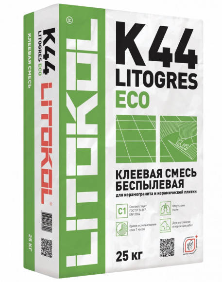 Litokol Litogres K44 Eco Клей для керамической плитки и керамогранита, 25 кг.
