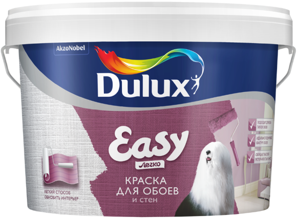Dulux Easy краска водно-дисперсионная для всех типов обоев, матовая, база BW.