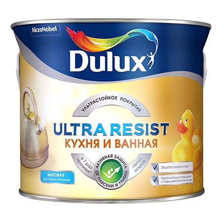 Dulux Ultra Resist Кухня и Ванная краска с защитой от плесени и грибка, матовая.