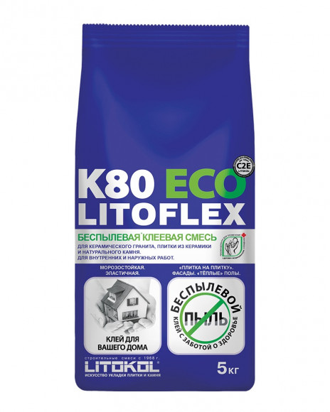Litokol Litoflex K80 Eco Клей для керамической плитки и керамогранита, 5 кг.