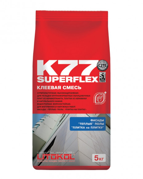 Litokol Superflex K77 Клей для керамической плитки и керамогранита, 5 кг.