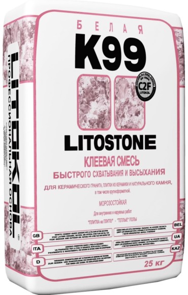 Litokol Litostone K99 Клей быстроотвердевающий для камня, Белый 25 кг.