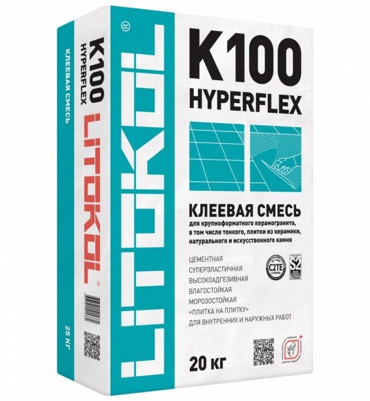 Litokol Hyperflex K100 Клей для крупноформатной плитки, Серый 20 кг.