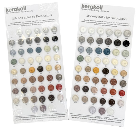 Kerakoll SILICONE COLOR планшет с выкрасами герметика (50 цветов)