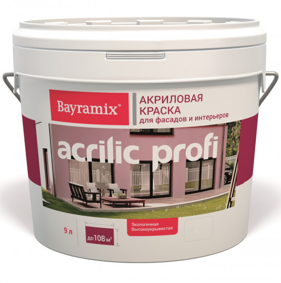 Bayramix Acrylic Profi Краска акриловая для фасадов и интерьеров, 9 л. Bayramix Acrylic Profi Краска акриловая для фасадов и интерьеров, 9 л.