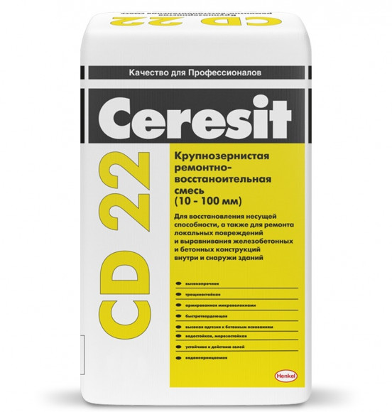 Ceresit CD 22 Смесь ремонтно-восстановительная для бетона 10-100 мм, 25 кг.
