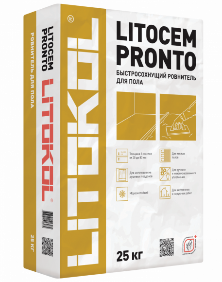 Litokol Litocem Pronto Смесь для выравнивания пола 20-80 мм, 25 кг.