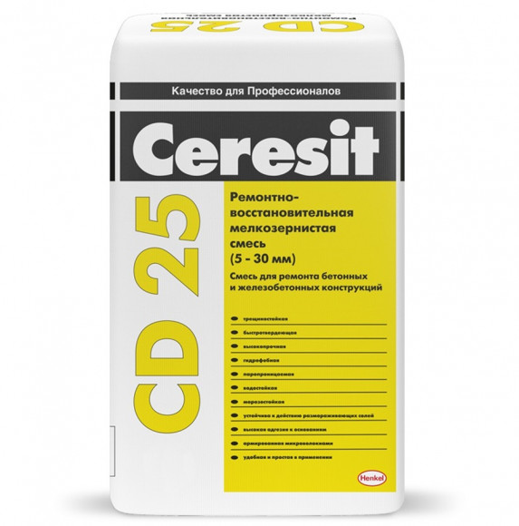 Ceresit CD 25 Смесь ремонтно-восстановительная для бетона 5-30 мм, 25 кг.