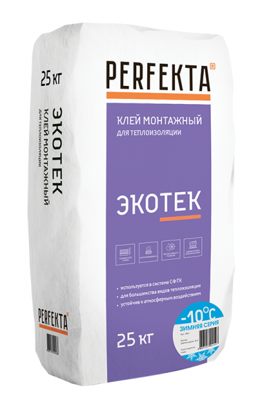 Perfekta Экотек Зимний Клей монтажный для теплоизоляции, 25 кг.