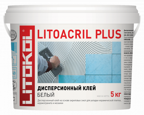 Litokol Litoacril Plus Клей для плитки и мозаики, Белый 5 кг.