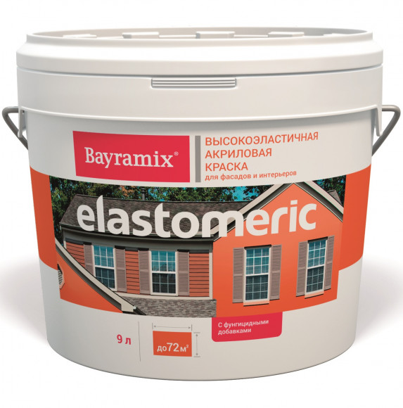 Bayramix Elastomeric Краска акриловая для фасадов и интерьеров Белая, 9 л.
