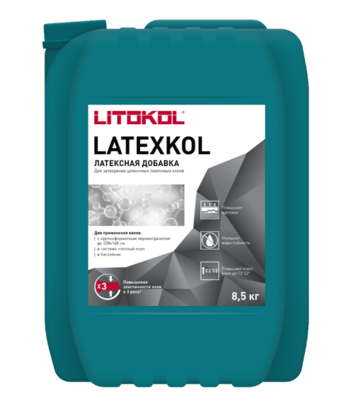 Litokol Latexkol-M Добавка латексная для цементных клеев, 8,5 л.