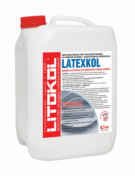 Litokol Latexkol-M Добавка латексная для цементных клеев, 8,5 л.
