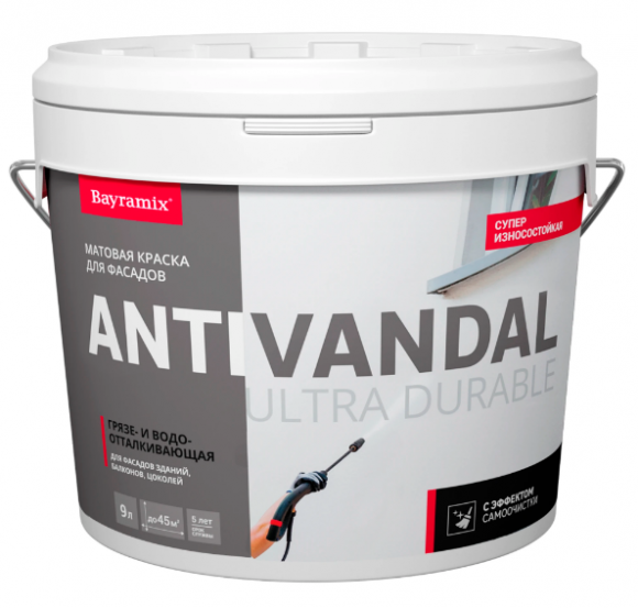 Bayramix Ultra Durable AntiVandal Краска антивандальная для фасадов Белая, 9 л.