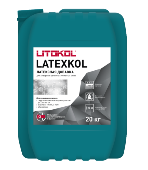 Litokol Latexkol-M Добавка латексная для цементных клеев, 20 л.