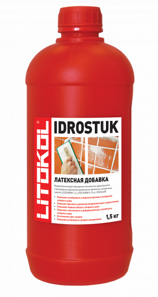 Litokol Idrostuk-М Добавка латексная для цементных затирок, 1,5 л.